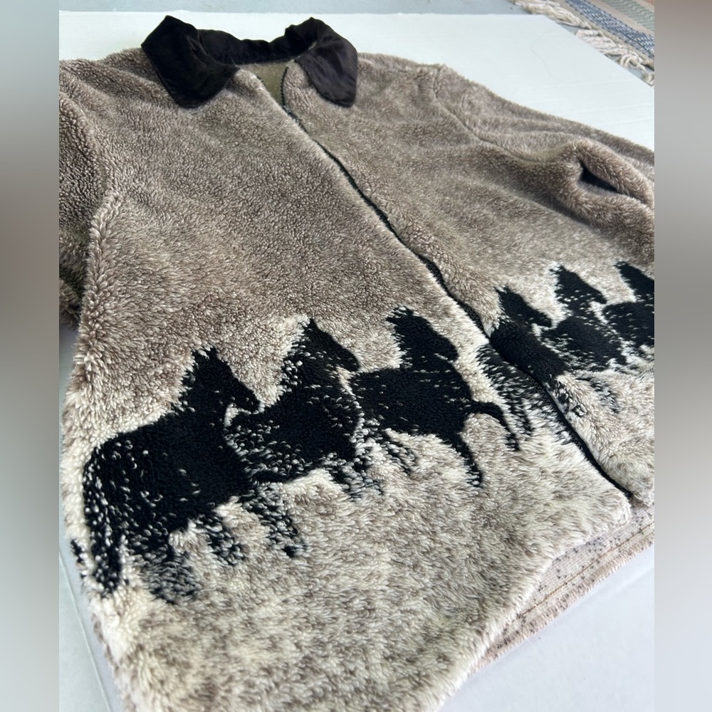 Horse Fleece Zip Up Jacket Western XL